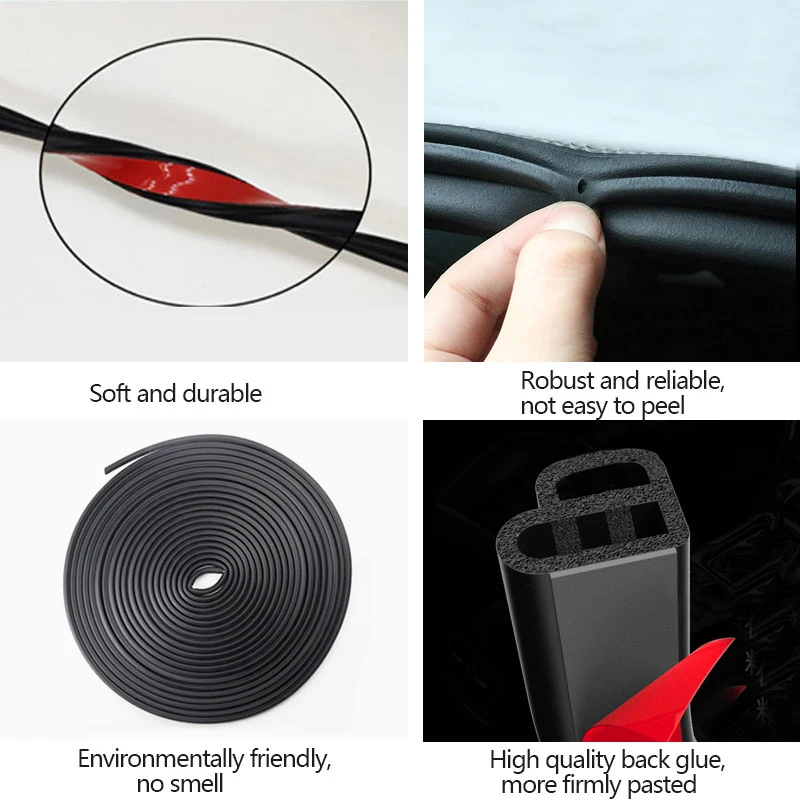 Auto Door Rubber Seal Strip L-type Double Layer Sealing Adhesive Stickers Noise Insulation Weatherstrip Car Interior Accessories 4