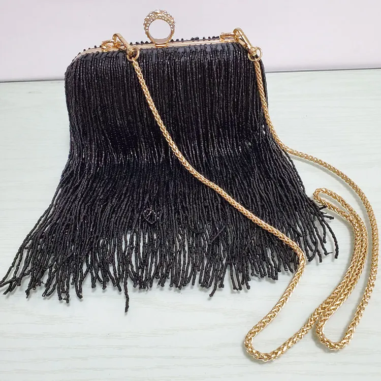 Women Tassel Fashion Ladies Clutch Bag Shoulder Handbags Female Party Wedding Evening Bag For Phone Purse