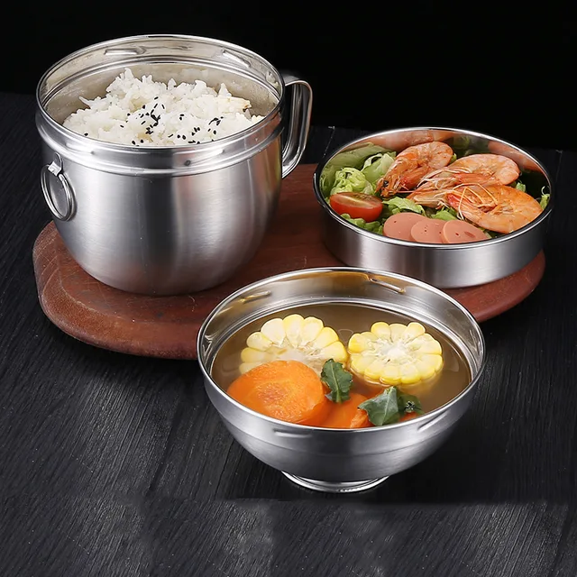 Boîte à lunch à bento en acier inoxydable 304 avec couvercle, récipient portable, restauration rapide, tasse de petit-déjeuner, bol à ramen, adapté aux étudiants, employés de bureau 2