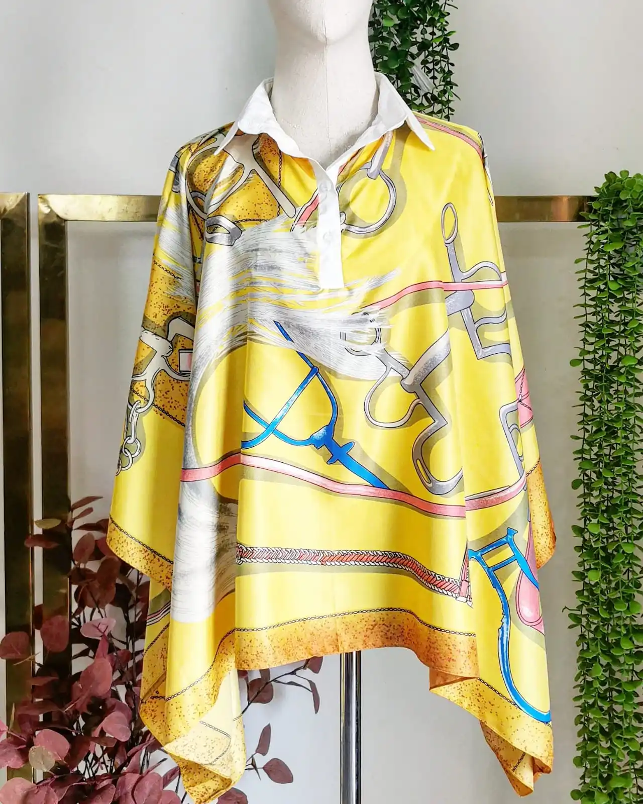 2021 Kuwait New Elegant Collar Silk Batwing Sleeve Blouse For Lady Plus