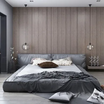 

Italian loft tatami bedroom design full size leather bed luxury
