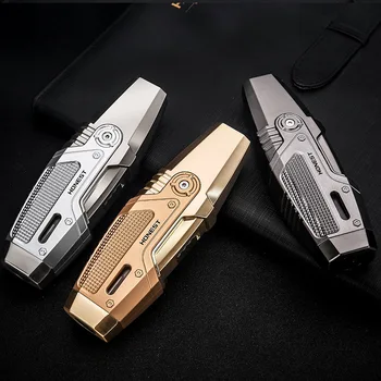 

New Kitchen Torch Turbo Gas Lighter Butane Windproof Metal Jet Cigar Cigarette Lighter Two Pipe Flame Powerful Gadgets For Men