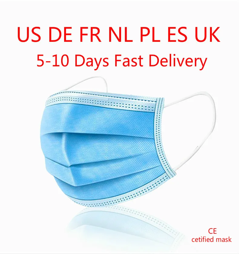 

50pcs Meltblown Mouth Mask Nonwoven Fabrics 3 Layer Disposable Anti-Dust One time Masks Bacteria Proof Safe Maskmouth-muffle !
