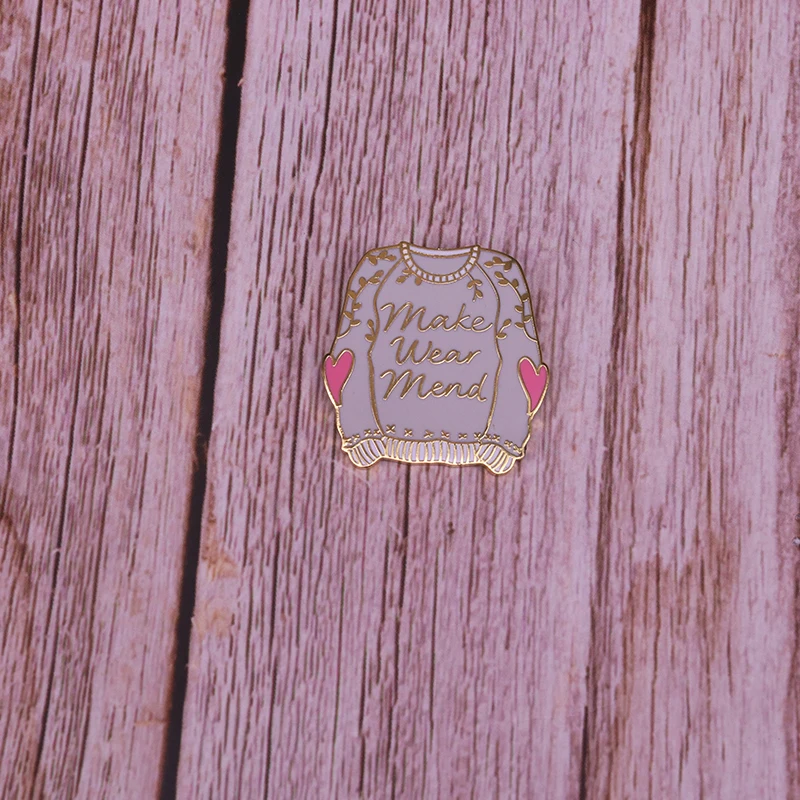 Белый свитер искусство Эмаль Булавка сделать носить mend значок пряжи вязаная Брошь Розовый нашивки в виде сердца Ремесло Аксессуар