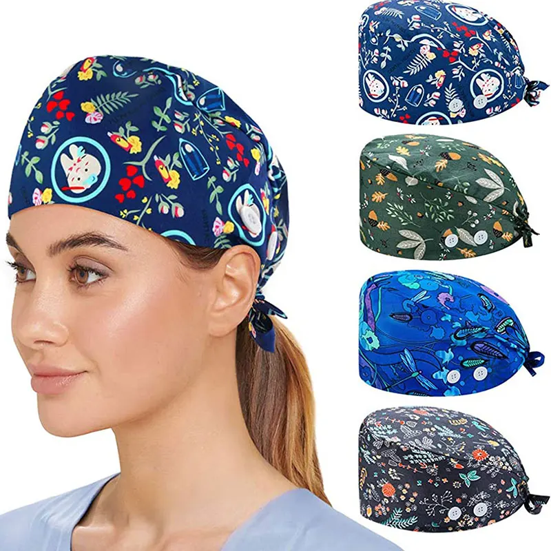 Solid Color Medical Scrub Hat Hospital Doctor Work Caps Health Worker Scrub Cap Pet clinic nurse Beautician nursing scrubs hat best beanies for men