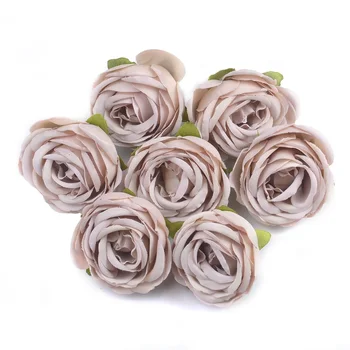 

2/5/10 pcs 4cm Silk Tea Rose Artificial Flower Head For Wedding Home Decoration DIY wreath scrapbook Fake Flowers Wall Craft