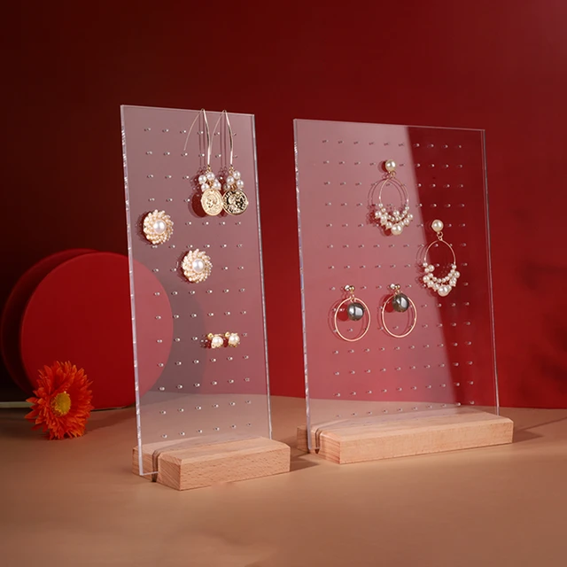 Customized earring holders earring stand jewelry organizer jewelery display  case earing showcase rack with wooden and acrylic - AliExpress