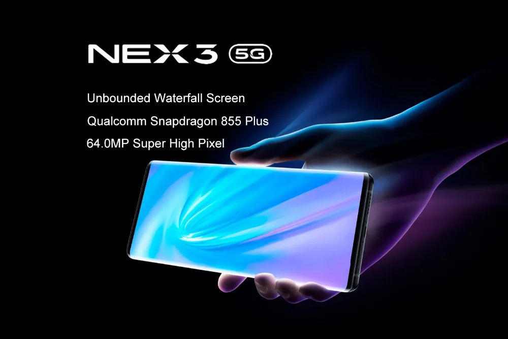 Vivo Nex 3 5G мобильный телефон 6,89 дюймов экран 8 ГБ+ 256 ГБ Snapdragon 855 плюс Восьмиядерный Android 9,0 камера 64.0мп смартфон