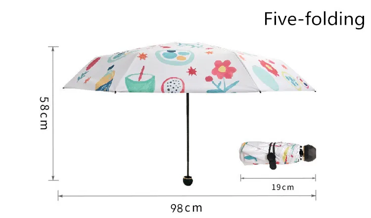 Для женщин зонтик творческий мультфильм девочка автоматический зонт от дождя Для женщин 3-Складная коляска для Путешествий Карман черное покрытие зонтик от солнца