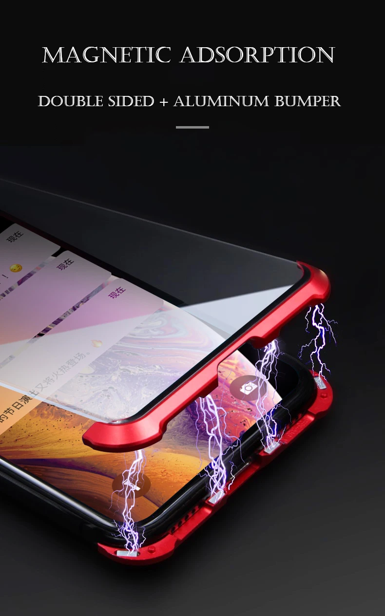 Бескаркасный полный чехол Магнитный чехол для телефона iPhone XS MAX XR XS 7 8 Plus металлический бампер для iPhone 8 7 двойное стекло в рамке чехол