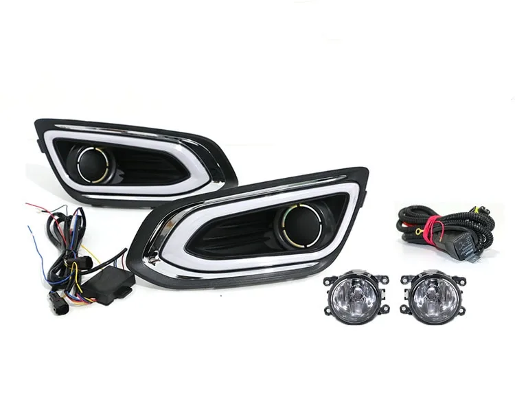 EOsuns led drl дневного света+ противотуманная фара для Ford Escort- с динамическим движущимся желтым сигналом поворота