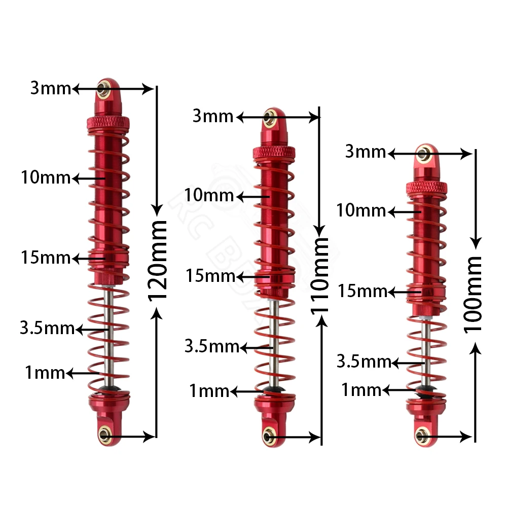 Metal 70mm 80mm 90mm 100mm 110mm 120mm Shock Absorber Oil Damper for 1/10 RC Crawler Car Axial SCX10 AXI03007 RBX10 D90 TRX4 - Image 3