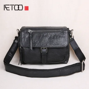 

AETOO Genuine leather men's shoulder bag, first layer cowhide mini men's messenger bag, casual small shoulder bag
