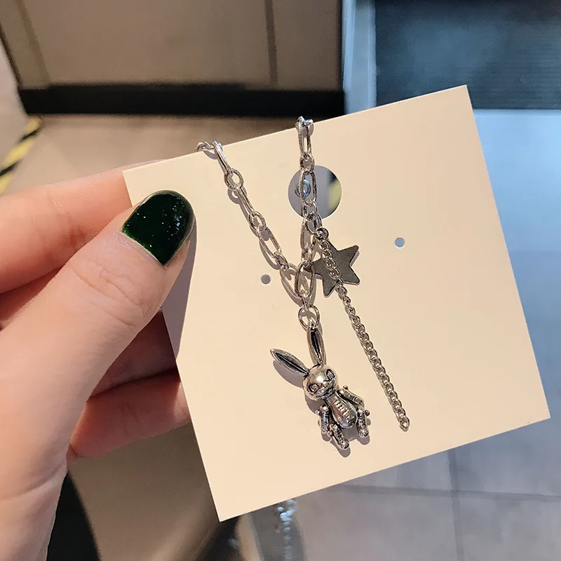 

South Korea Dongdaemun-Activity Rabbit Necklace Women's Sense of Design Bunny Pendant Joint Sweater Chain Choker