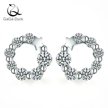 

New Temperament Fashion Jewelry Exquisite 925 Sterling Silver Not Allergic Lucky Crystal Star Women Popular Stud Earrings E421