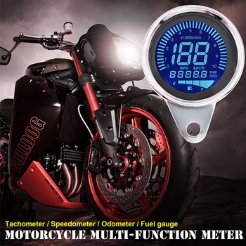 

12V Universal Digital Motorcycle LCD Screen Speedometer Odometer Tachometer Fuel Gauge 7 Color Back Light Gauge Motorbike Parts