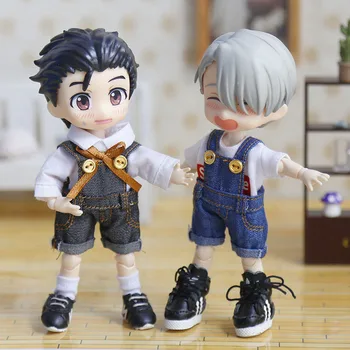 

1/12 BJD doll clothes Obitsu11 baby clothes denim jumpsuit straps shorts gsc ob11 pants doll accessories Toy clothing