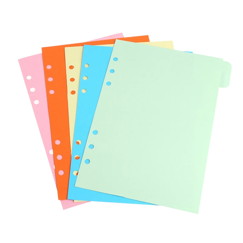 

5Pcs Refills 6 Hole Blank Colorful Paper for A5 A6 Loose Leaf Binder Notebook
