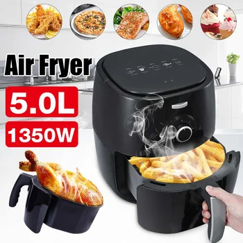 

1350W 5.0L Oil-Free Smokeless Cooker Non-Stick Air Fryer Time Setting Temperature Adjustable Oven Healthier and Rest Assured