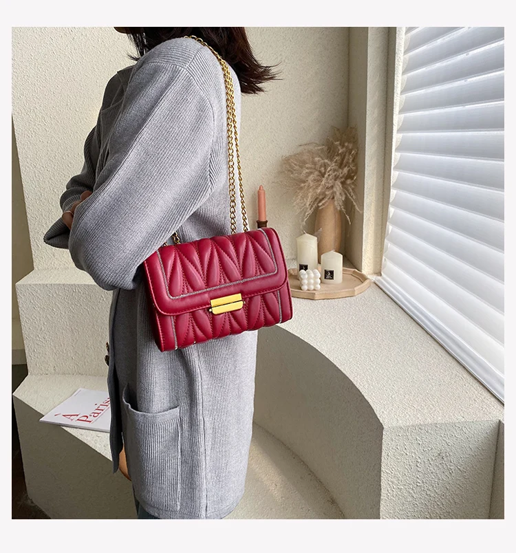 Элегантная женская квадратная сумка через плечо модная новая качественная кожаная женская дизайнерская сумка с замком на цепочке сумка через плечо
