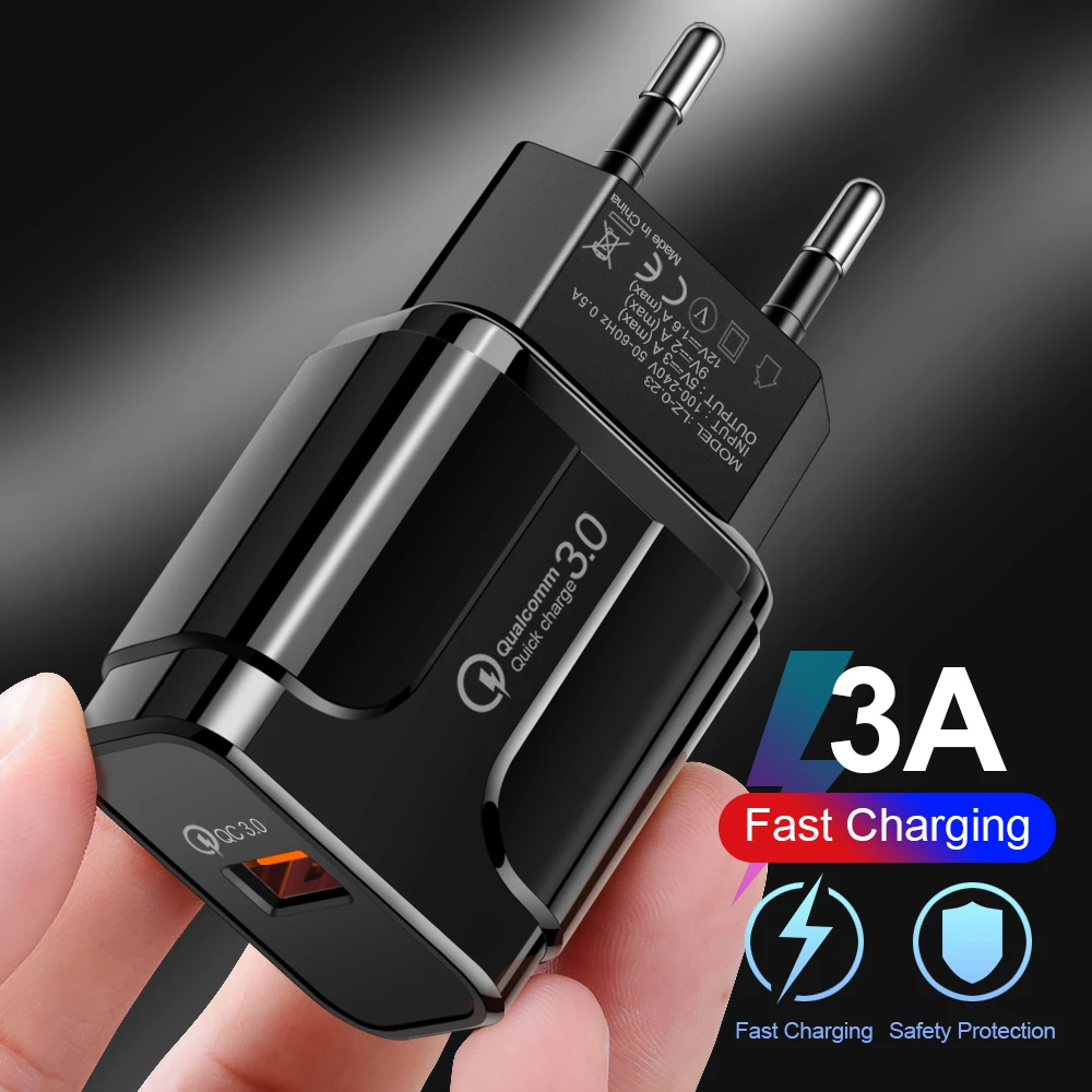 

18W Quick Charge 3.0 USB Charger EU US 5V 3A Fast Charging Mobile Phone Charger For iphone Huawei Samsung Xiaomi LG Adapter