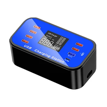 

HOT-8 Port USB Adapter LCD Digital Display Desktop Wall Charger Smart Quick 3.0 Charging Station for Mobile Phone