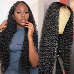 30 Inch Deep Wave 13x4 13x6 Frontal Human Hair Lace Wig Peruvian 5x5 HD Lace Closure Wig Loose Water Curly Wigs For Black Women