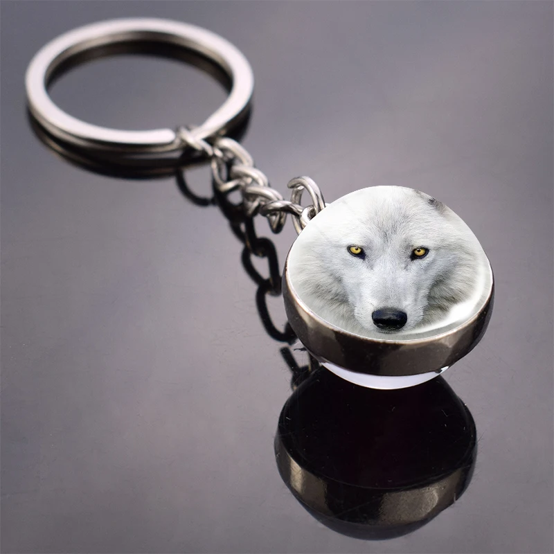 36 Styles Wolf Key Chains Wolf Picture Double Side Cabochon Glass Ball Keychain Wolf Jewelry for Men For Women Christmas Gifts - Цвет: Шампанское