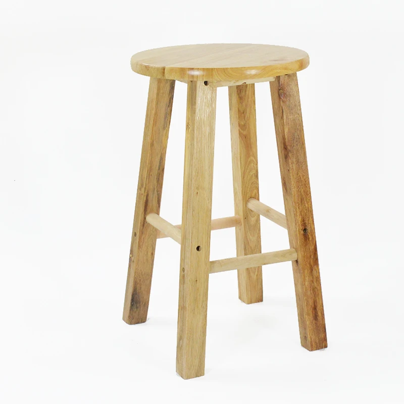 

Simple Style Wooden Bar Chair Commercial Dining Stool Multifunction High Round Stool Reinforce Step Stool Retro Dressing Seat