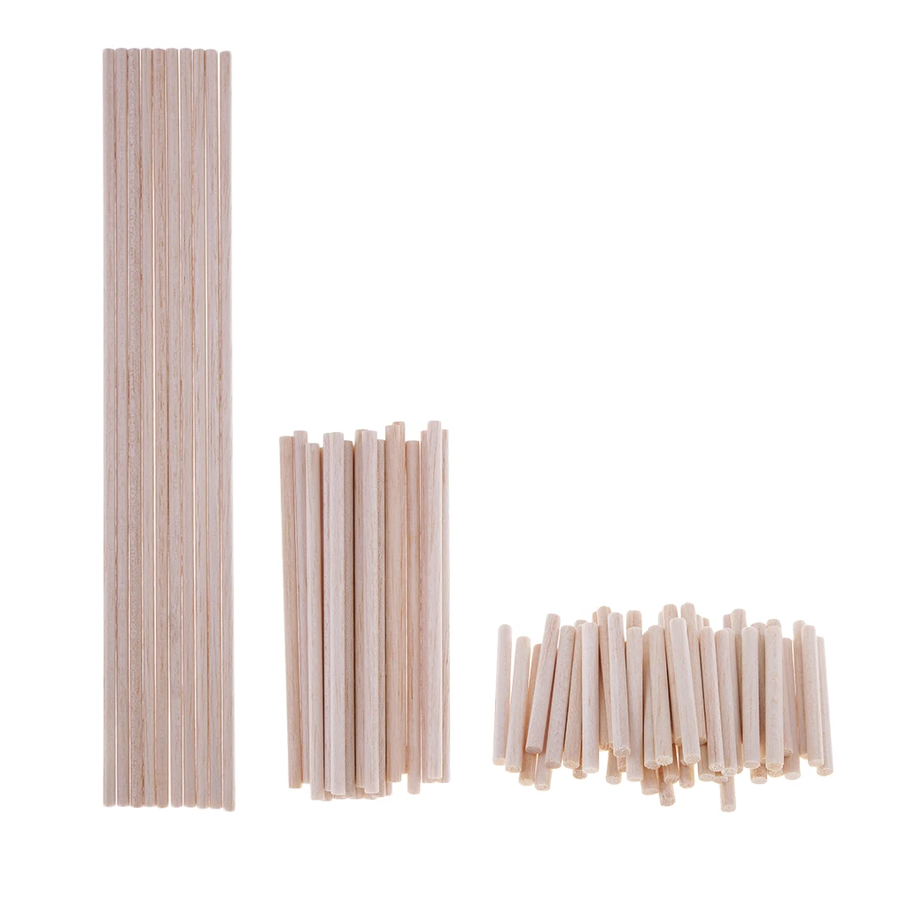 10/20/50pc Balsa Wood Unfinished Craft Round Sticks Dowel Rod Model Building