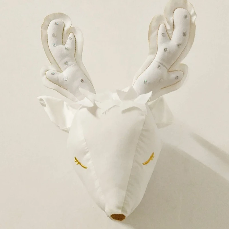 White Reindeer Wall Decorations Animals Head Toys Kids Bedroom Wall Hangings Artwork Baby Gifts Stuffed Toys