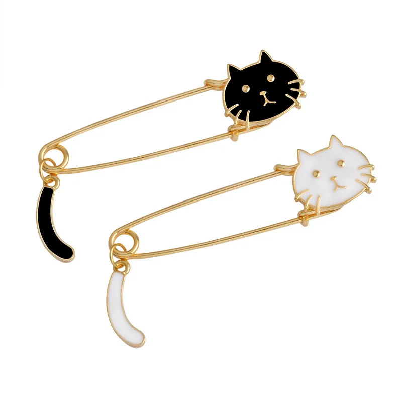 

Wish Hot Selling Japanese-style Creative Cute Kitty Shake Tail Cartoon Large Brooch Alloy Oil Drop Brooch