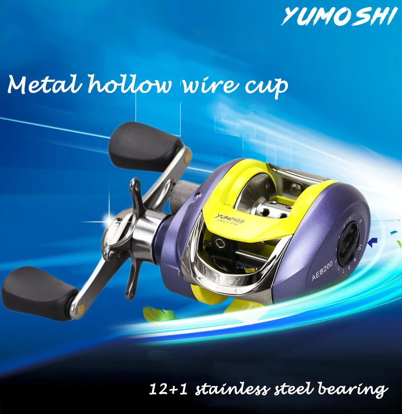 

YUMOSHI AEB Baitcasting Reel 12 1BB 6.2:1adjustable Magnetic Brake Left Right Hand Reel Reinforced Nylon Body Fishing Reel Pseca