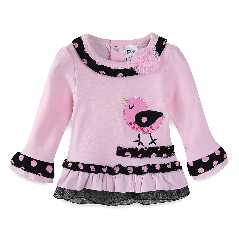 LittleSpring/Одежда для маленьких девочек Милый топ с вышивкой в виде цыпленка и брюки