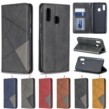 

100pcs/lot For Galaxy A10 M10 A10E A20E Vintage Prismatic Dark Magnet Wallet Leather Case For Samsung Galaxy A7 2018 A750
