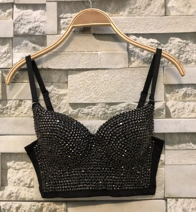 

Женский короткий жилет со стразами, облегающий Топ без рукавов, q830