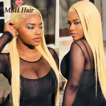 

MSH Hair 613 Blonde Lace Front Wig Straight Blonde Human Hair Wigs 13x4 Pre Plucked Remy Hair Blonde Brazilian Lace Wigs