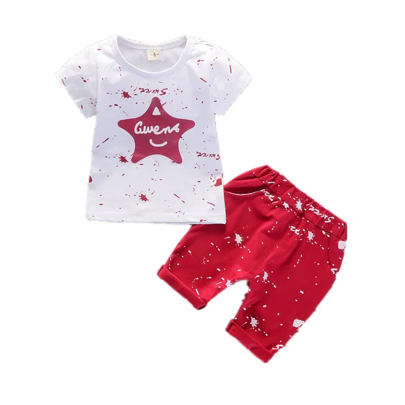 

Summer Children Fashion Clothing Suit Baby Boys Girls Print Cartoon T Shirt Shorts 2Pcs/sets Kids Infant Coat Toddler Clothes