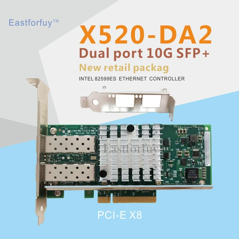 Чипсет Eastforfuy Intel 82599ES 10 Гбит/с два порта PCI-E X520-DA2 E10G42BFSR адаптер сервера Ethernet |