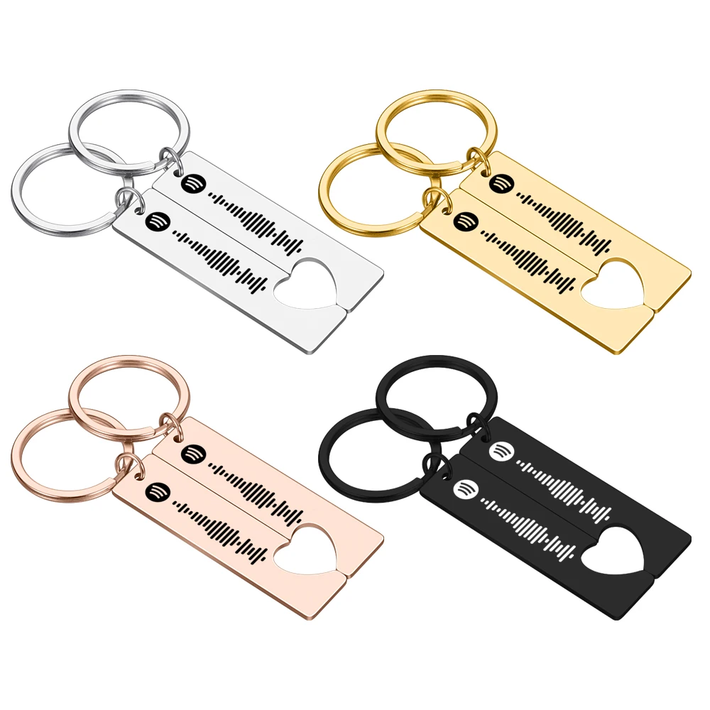 Keyring Engrave Song Keychain Spotify Customized Code Teacher Music Stainless-Steel Women