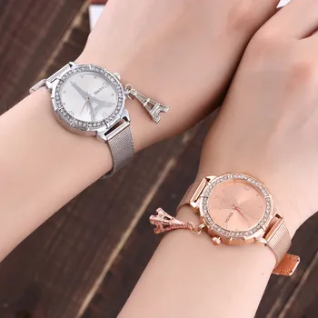 

MEIBO Fashion Women Eiffel Tower Stainless Steel Quartz Wrist Watch Relogio Masculino Feminino Zegarek Damski