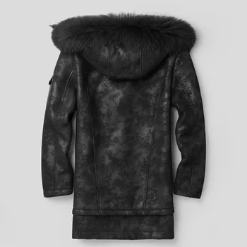 

Genuine Leather Winter Raccoon Collar Sheepskin Coat for Men Wool Fur Liner Warm Jacket F-CQ-1807 MY1808