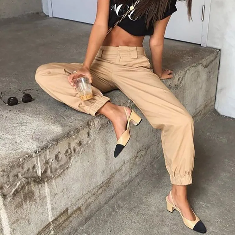 

Women Fashion New Harem Pants Casual Zipper Solid Color Straight Pants Loose Long Trousers