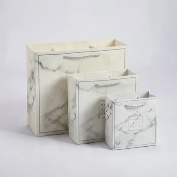 

Simple Marble Pattern Large and Small White Card Tote Bag Birthday Holiday Gift Wrapping Paper Bag Fashion Party Gifts Bags