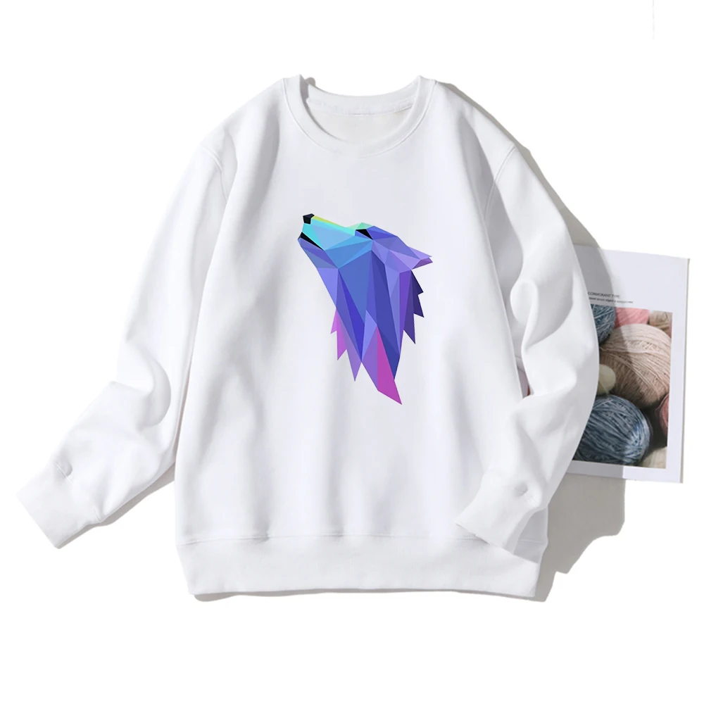 

Gorgeous Wolf Print Aesthetic Women Hoodies Autumn Fashion Street Geometric style Sweatshirts High Brand Edgy Hooded Pullover