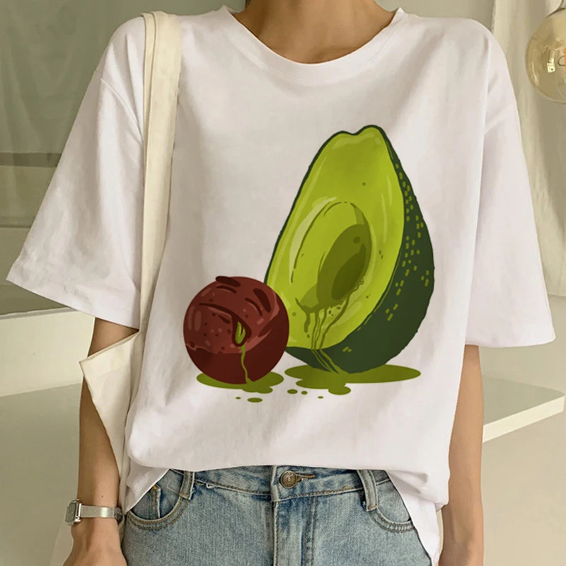 Новая футболка с авокадо Vegan Женская Harajuku Kawaii коротким рукавом Vogue 90s корейский
