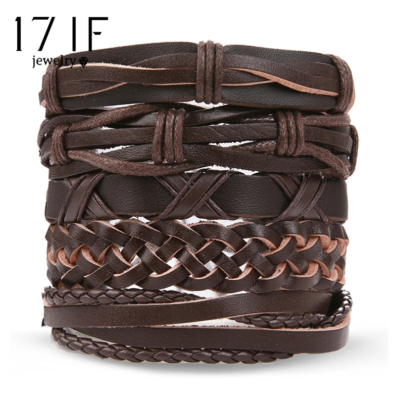 

17 IF Braided Rope Vintage Multi-Layer Leather Bracelet Men'S Classic Rope Chain Charm Bracelet Men'S Jewelry Gift