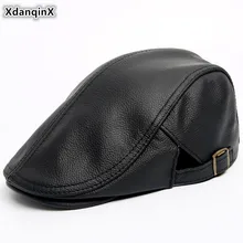 XdanqinX натуральная шляпа из натуральной кожи мужские простые береты из воловьей кожи кепки регулируемый размер мужская плоская бейсболка с колпаком шапки