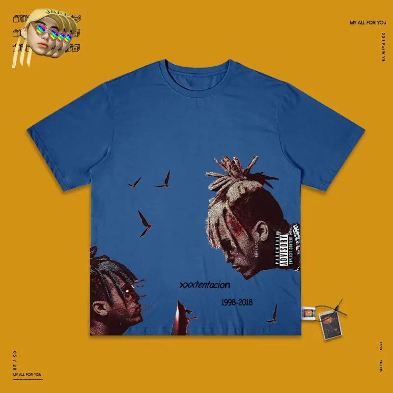 royalblue Ins Studio Xxxtentacion юбилейный Фонд футболка с короткими рукавами очень фея западный стиль настоящая одежда - Цвет: royalblue