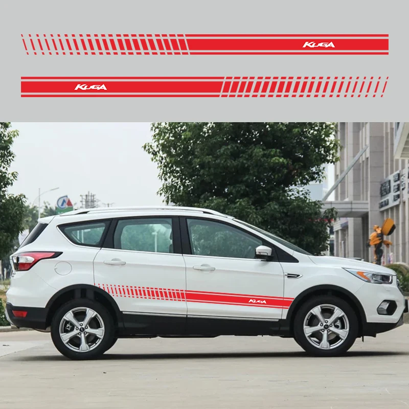 Дверные боковые юбки в полоску для Ford автомобильное Kuga Стайлинг кузова Декор Стикеры Авто аксессуары виниловые наклейки